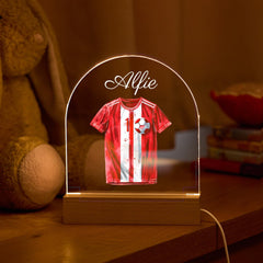 Personalised Football Night Light Name LED Lamp Soccer Shirt Theme Kids Room Decor Gift for Boys