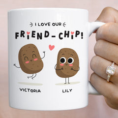 Personalised Funny Friendship Coaster I Love Our Friend-Chip Gift For Friend Bestie With Names