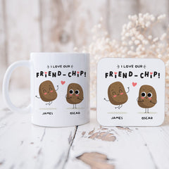 Personalised Funny Friendship Mug I Love Our Friend-Chip Gift For Friend Bestie Mug With Names