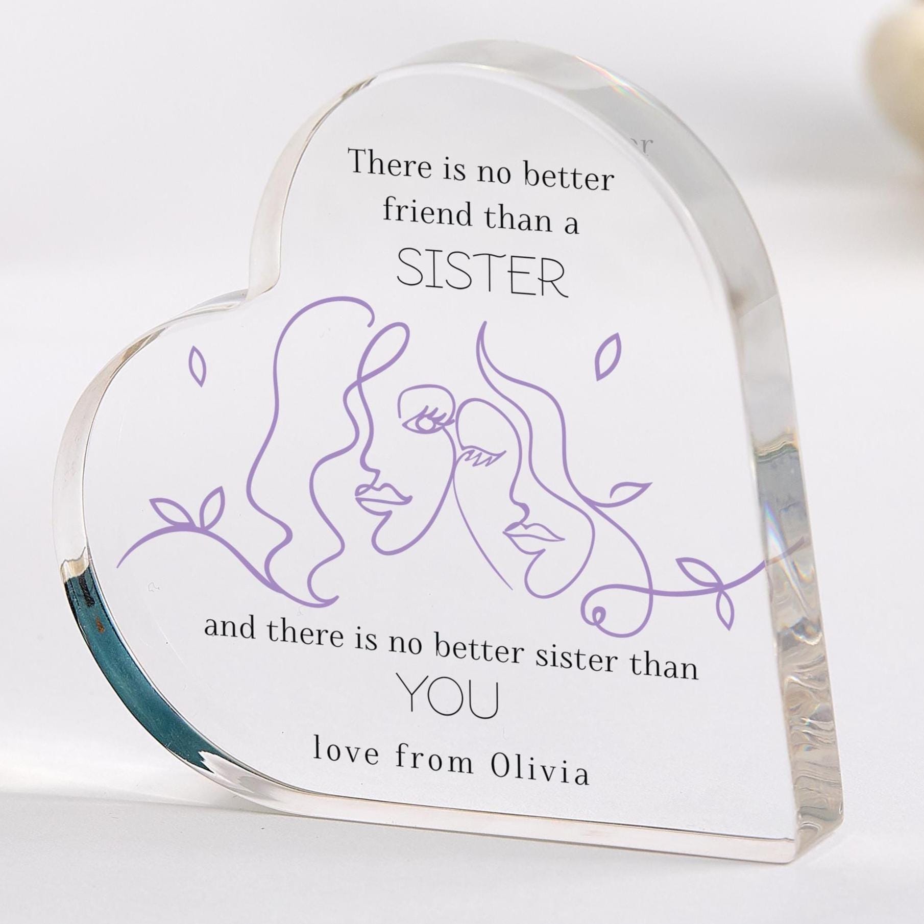 Personalised Gift for Sister with Name Heart Plaque for Sister's Birthday Christmas Keepsake Quote Little Sis Big Sis Present