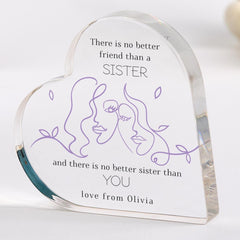 Personalised Gift for Sister with Name Heart Plaque for Sister's Birthday Christmas Keepsake Quote Little Sis Big Sis Present