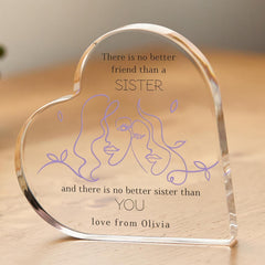 Personalised Gift for Sister with Name Heart Plaque for Sister's Birthday Christmas Keepsake Quote Little Sis Big Sis Present