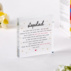 Personalised Gift for Stepdad Acrylic Plaque Thoughtful Father's Day Gift from Stepkids Keepsake for Bonus Dads Birthday Christmas Present