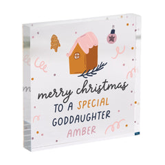 Personalised Goddaughter Christmas Gift Acrylic Plaque Keepsake from Godparents or Family 1st Xmas Gift for Baby Girl