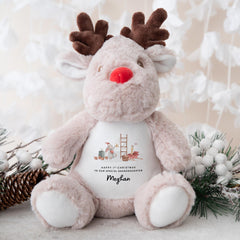 Personalised Granddaughter 1st Christmas Reindeer Teddy Festive Plush Keepsake from Grandparents or Family for Baby Girl Xmas Gift