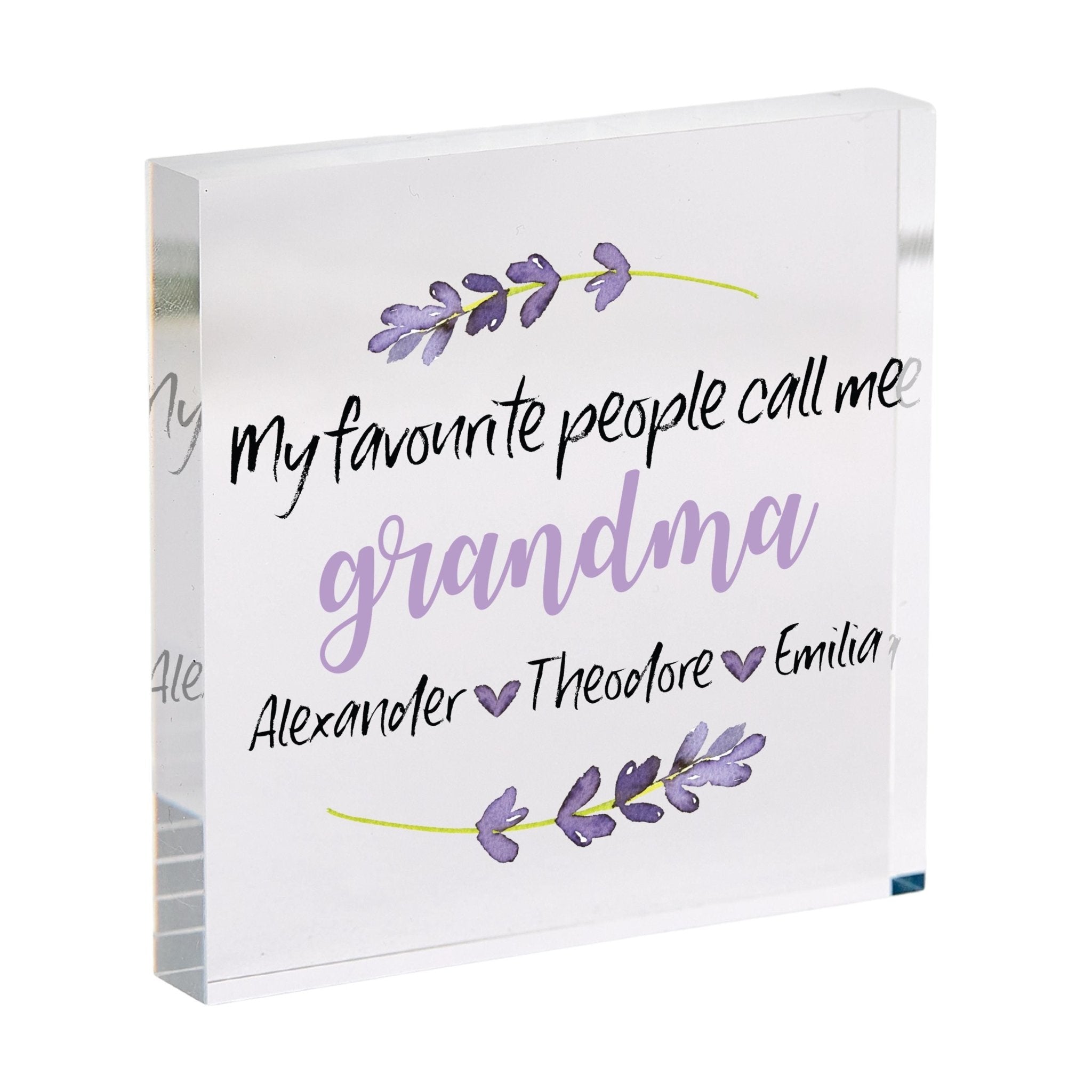 Personalised Grandma Gift Acrylic Plaque Custom Name Keepsake with Children’s Names, Mother’s Day Birthday or Christmas Gift
