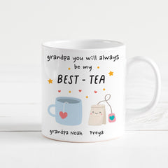 Personalised Grandpa Best - Tea Mug – Cute Father’s Day, Birthday or Christmas Present for Grandad – Funny Tea Pun Gift from Grandchild