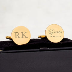 Personalised Groom Cufflinks Custom Initial and Wedding Date Gift for Husband to Be Fiancé Wedding Day Keepsake Wedding Role Cufflinks