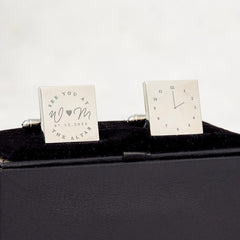 Personalised Groom Wedding Cufflinks Custom Initials Date and Altar Time Engraved Cufflinks Gift for Groom from Bride