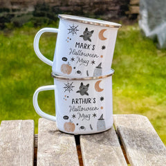 Personalised Halloween Mug, Cute Bat Ghost Pumpkin Kids Cup
