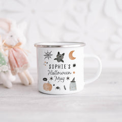Personalised Halloween Mug, Cute Bat Ghost Pumpkin Kids Cup