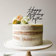 Personalised Handwriting Birthday Cake Topper, Rustic Party Decor, Custom Name, Wooden Gold Silver Rose Gold Black