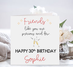 Personalised Happy Birthday Card For Friends With Name And Champagne Glass 21St 30Th 40Th 50Th 60Th 70Th 80Th Gift Card Her Him Best Friend