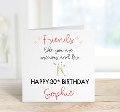 Personalised Happy Birthday Card For Friends With Name And Champagne Glass 21St 30Th 40Th 50Th 60Th 70Th 80Th Gift Card Her Him Best Friend