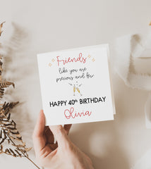 Personalised Happy Birthday Card For Friends With Name And Champagne Glass 21St 30Th 40Th 50Th 60Th 70Th 80Th Gift Card Her Him Best Friend