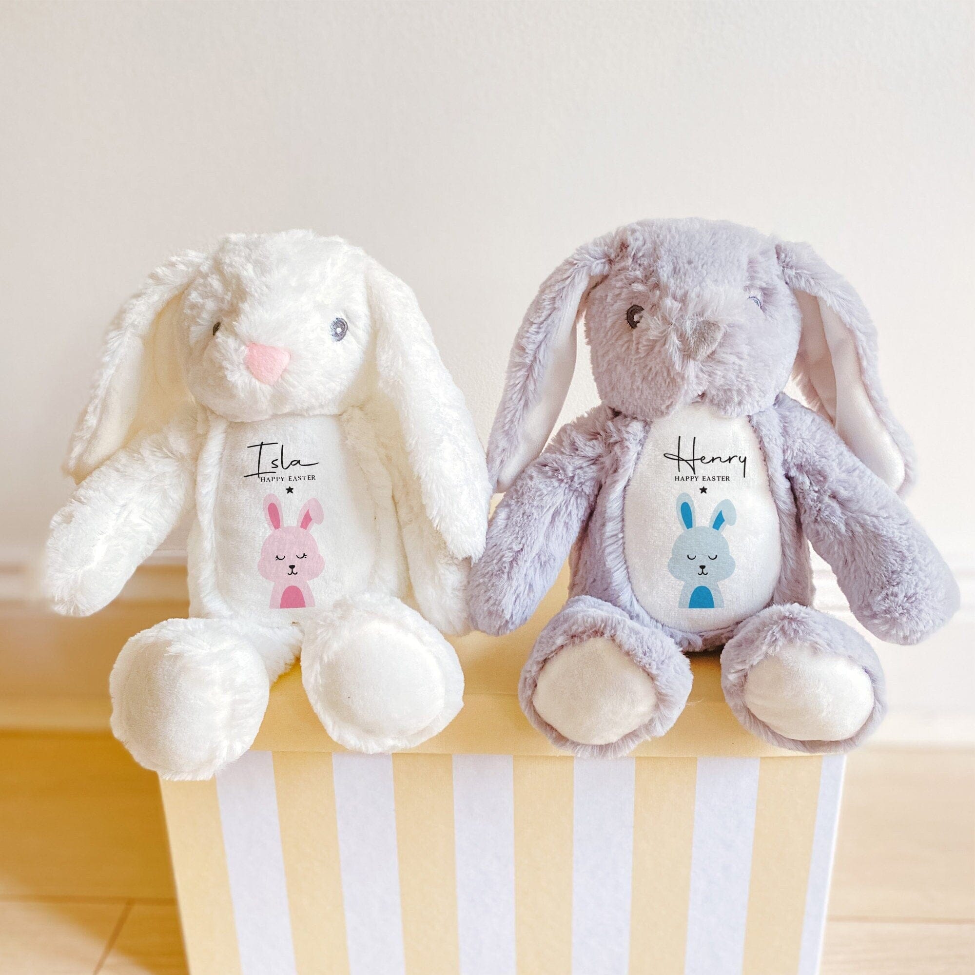 Personalised Happy Easter Name Bunny Name 35 Cm First Easter Keepsake Soft Plush Rabbit 1st