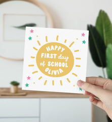 Personalised Happy First Day At School Card For Him Her Boy Girl Card Good Luck Gift Card Primary School Nursery Reception Back To School