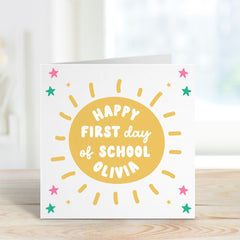 Personalised Happy First Day At School Card For Him Her Boy Girl Card Good Luck Gift Card Primary School Nursery Reception Back To School