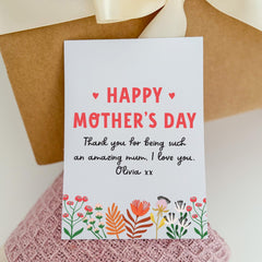 Personalised Happy Mother's Day Cosy Gift Set with Blanket Candle Mini Matches Jar and Card