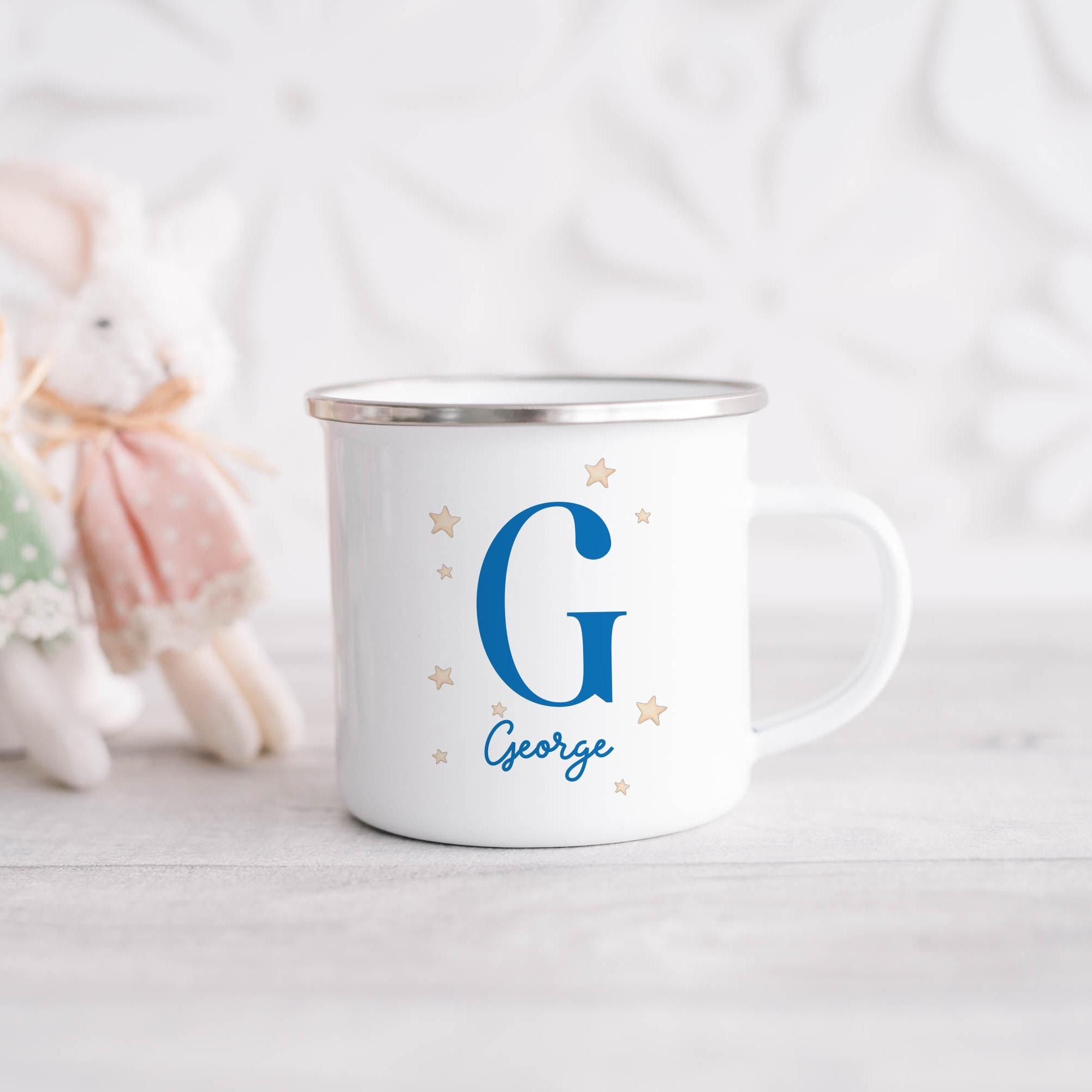 Personalised Initial Mug, Custom Name Kids Mug, Boys Monogram Gift