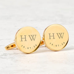 Personalised Initials and Date Cufflinks Custom Wedding Engagement Anniversary Graduation or Groom Gift for Husband Partner Dad Son