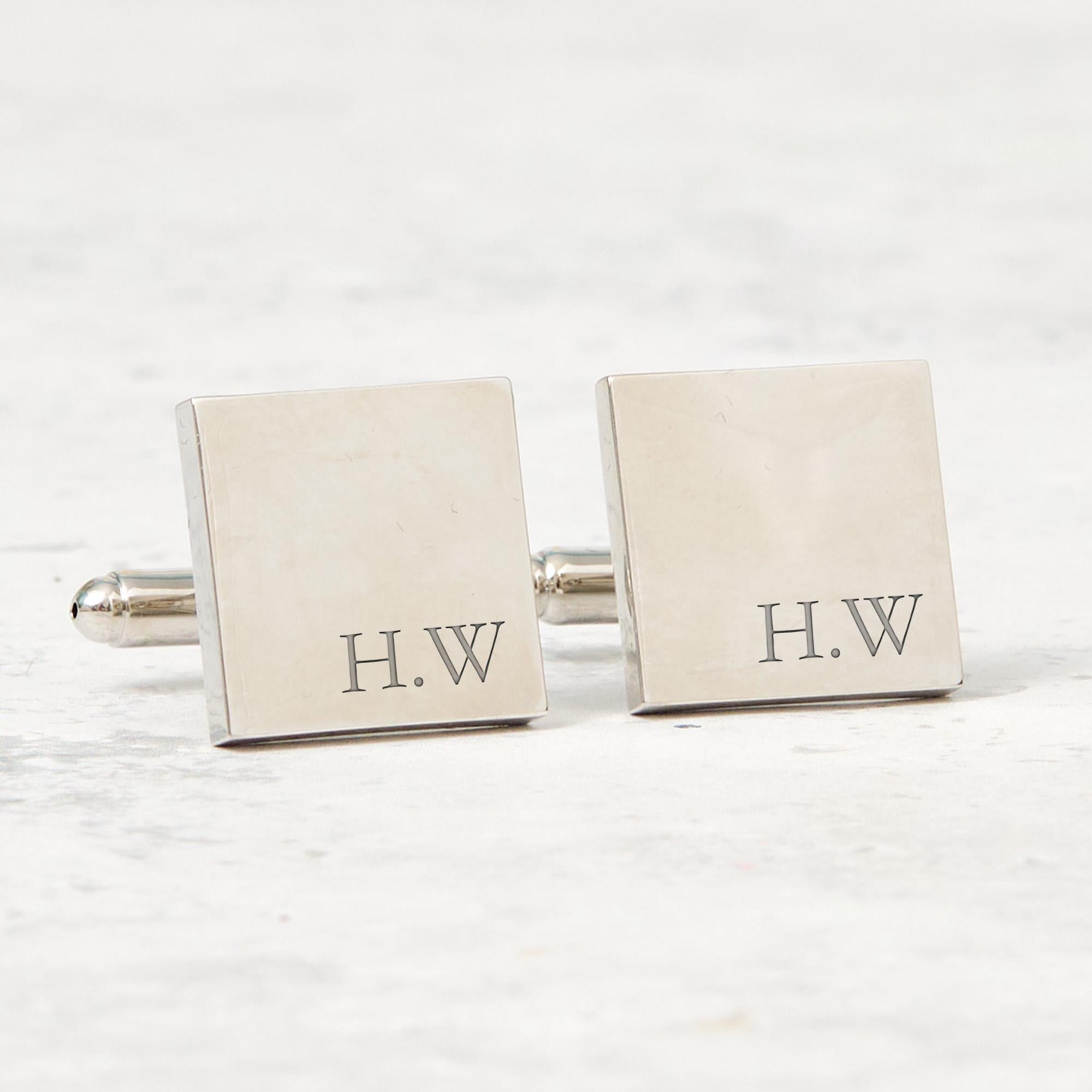 Personalised Initials Cufflinks Gift for Husband Boyfriend Groom or Dad Wedding Anniversary Birthday Father’s Day Custom Engraved Keepsake