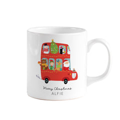 Personalised Kids Christmas Mug Santa Design Holiday Gift for Child Nephew Niece Son Daughter or Grandchild