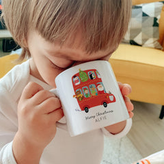 Personalised Kids Christmas Mug Santa Design Holiday Gift for Child Nephew Niece Son Daughter or Grandchild