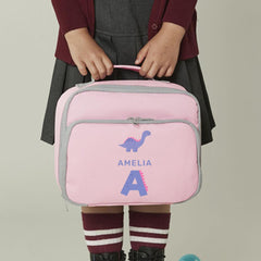 Personalised Kids Dinosaur Lunch Cooler Bag Custom Name School Bag with Initial Fun Dino Design Back to School Gift for Boys Girls Primary