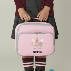 Personalised Kids Lunch Bag Insulated Cooler with Name Back to School Gift for Boys Girls Rainbow Unicorn Astronaut Bee Dinosaur Football