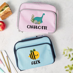 Personalised Kids Lunch Bag Insulated Cooler with Name Back to School Gift for Boys Girls Rainbow Unicorn Astronaut Bee Dinosaur Football