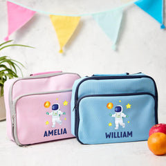 Personalised Kids Lunch Cooler Bag with Name Astronaut Space Rocket Design Back to School Gift for Boys Girls Nephew Niece Son Daughter Gift