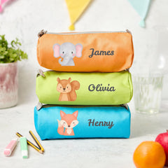 Personalised Kids Pencil Case with Kids Name Cute Animal Designs Elephant Dinosaur Lion Reindeer Bear Bunny Back to School Gift for Boy Girl