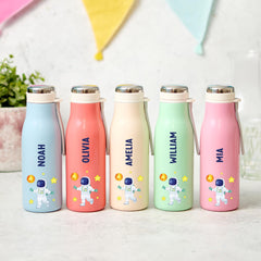 Personalised Kids Stainless Steel Water Bottle Flask Astronaut Rocket Space Design for Boy Girl Back to School Christmas Birthday Gift