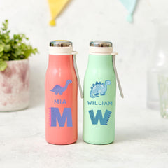 Personalised Kids Stainless Steel Water Bottle Flask Dinosaur Design for Boy Girl Back to School Christmas Birthday Gift for Boys Girls