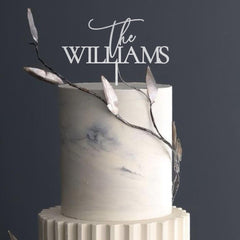 Personalised Last Name Wedding Cake Topper, Family Engagement Anniversary Decor, Wooden Silver Rose Gold Black Custom