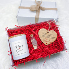 Personalised Love Themed Candle With Wooden Heart With Couple Names Gift For Her Valentines Day Fiancéee