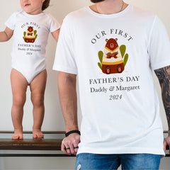 Personalised Matching Our First Father's Day T-shirt, Funny Daddy and Baby Gift, 1st Father's Day Keepsake