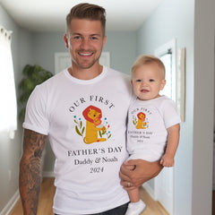 Personalised Matching Our First Father's Day T-shirt, Funny Daddy and Baby Gift, 1st Father's Day Keepsake
