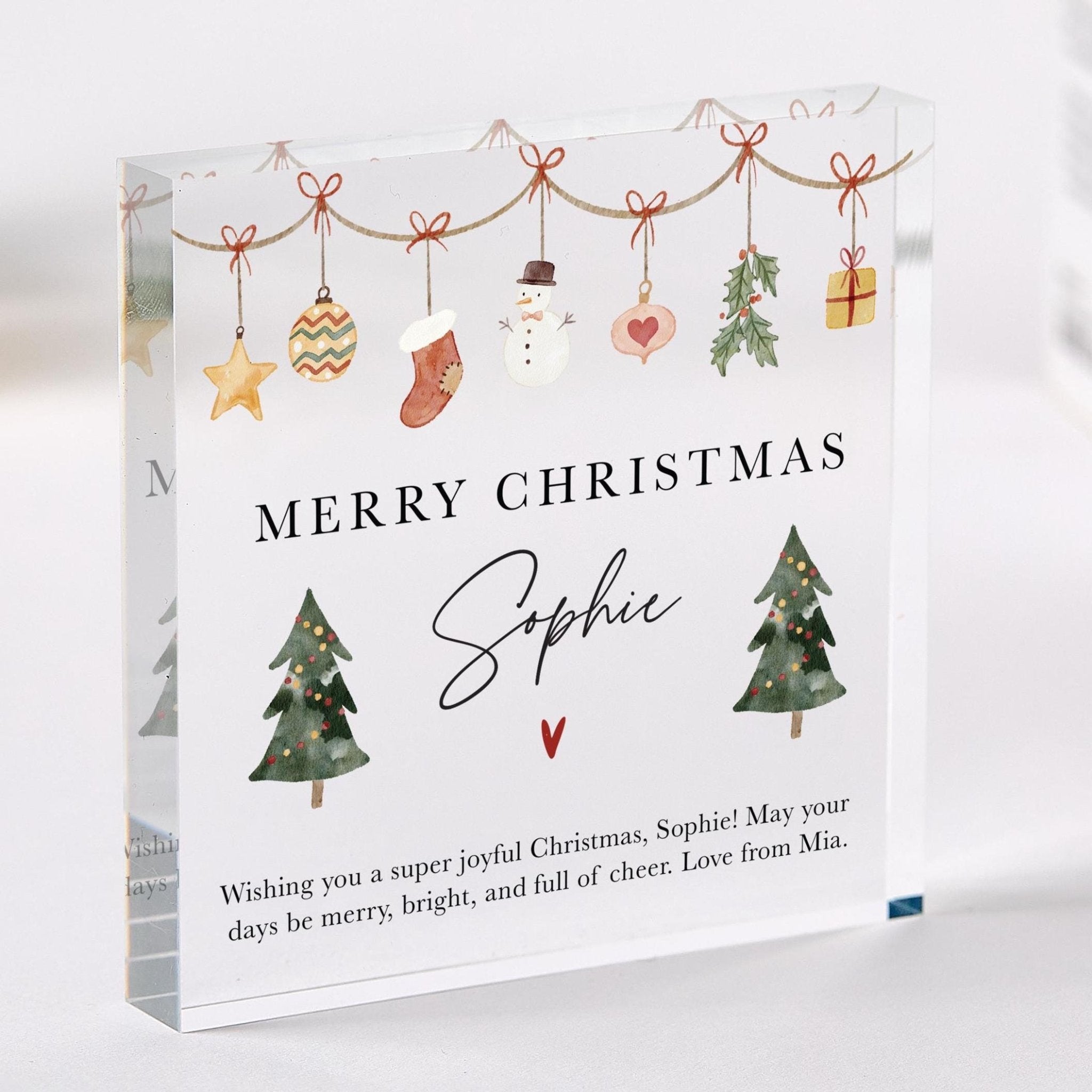 Personalised Merry Christmas Acrylic Plaque – Festive Gift for Friend, Family or Loved One with Custom Name Xmas Keepsake 2025 for Her Him