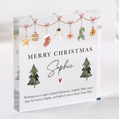 Personalised Merry Christmas Acrylic Plaque – Festive Gift for Friend, Family or Loved One with Custom Name Xmas Keepsake 2025 for Her Him