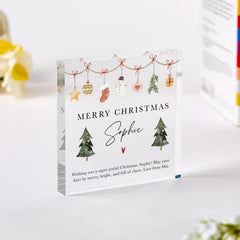 Personalised Merry Christmas Acrylic Plaque – Festive Gift for Friend, Family or Loved One with Custom Name Xmas Keepsake 2025 for Her Him