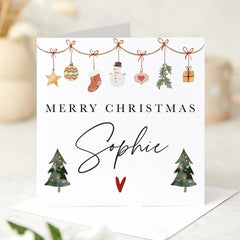 Personalised Merry Christmas Card With Name For Her Him Friend Bestie For Best Friend Xmas Cards Step Daughter Mother-In-Law Step-Mum Card