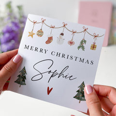 Personalised Merry Christmas Card With Name For Her Him Friend Bestie For Best Friend Xmas Cards Step Daughter Mother-In-Law Step-Mum Card