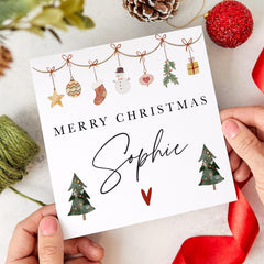 Personalised Merry Christmas Card With Name For Her Him Friend Bestie For Best Friend Xmas Cards Step Daughter Mother-In-Law Step-Mum Card