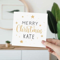 Personalised Merry Christmas Card With Name For Her Him Friend Bestie For Bestie Cousin Grandma Mother In Law Sister - In Daughter Xmas Card