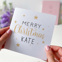 Personalised Merry Christmas Card With Name For Her Him Friend Bestie For Bestie Cousin Grandma Mother In Law Sister - In Daughter Xmas Card