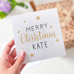Personalised Merry Christmas Card With Name For Her Him Friend Bestie For Bestie Cousin Grandma Mother In Law Sister - In Daughter Xmas Card