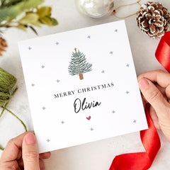 Personalised Merry Christmas Card With Name Xmas Gift Card Xmas Tree Greeting Card For Her Him Friend Boyfriend Girlfriend Colleague Boss