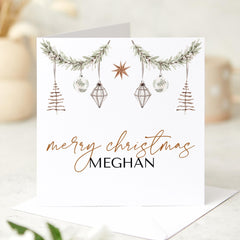 Personalised Merry Christmas Card With Name Xmas With Name For Her Him Friend Bestie For Best Friend Xmas Cards Rustic Colours Gift Card